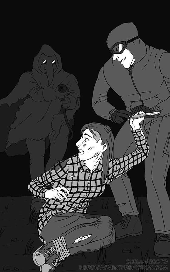 He pressed the handle of his knife into her hand.